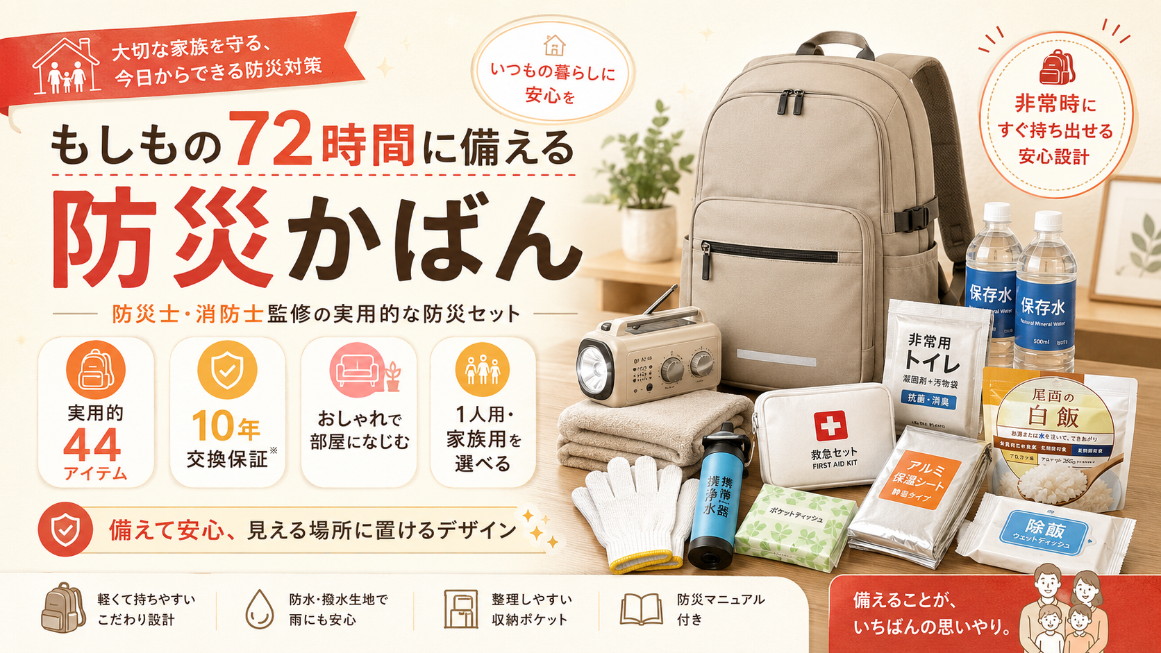 家族向け防災セットを比較｜あかまる防災の特徴や備えを検討する際のポイント