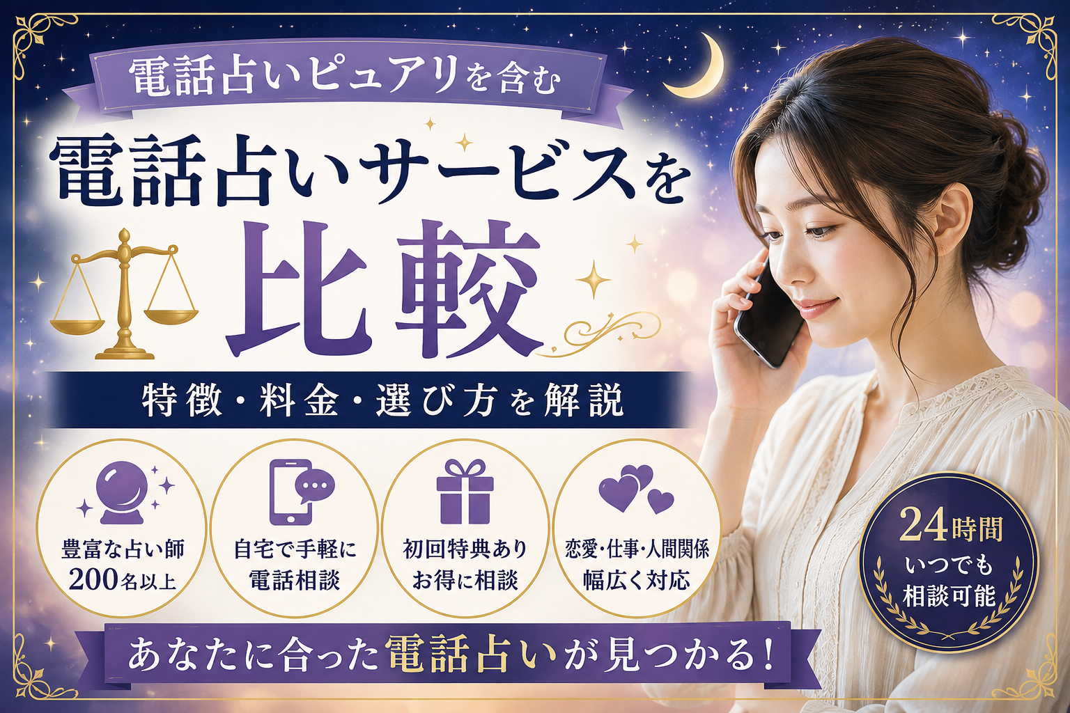 電話占いピュアリを含む電話占いサービスを比較特徴・料金・選び方を解説