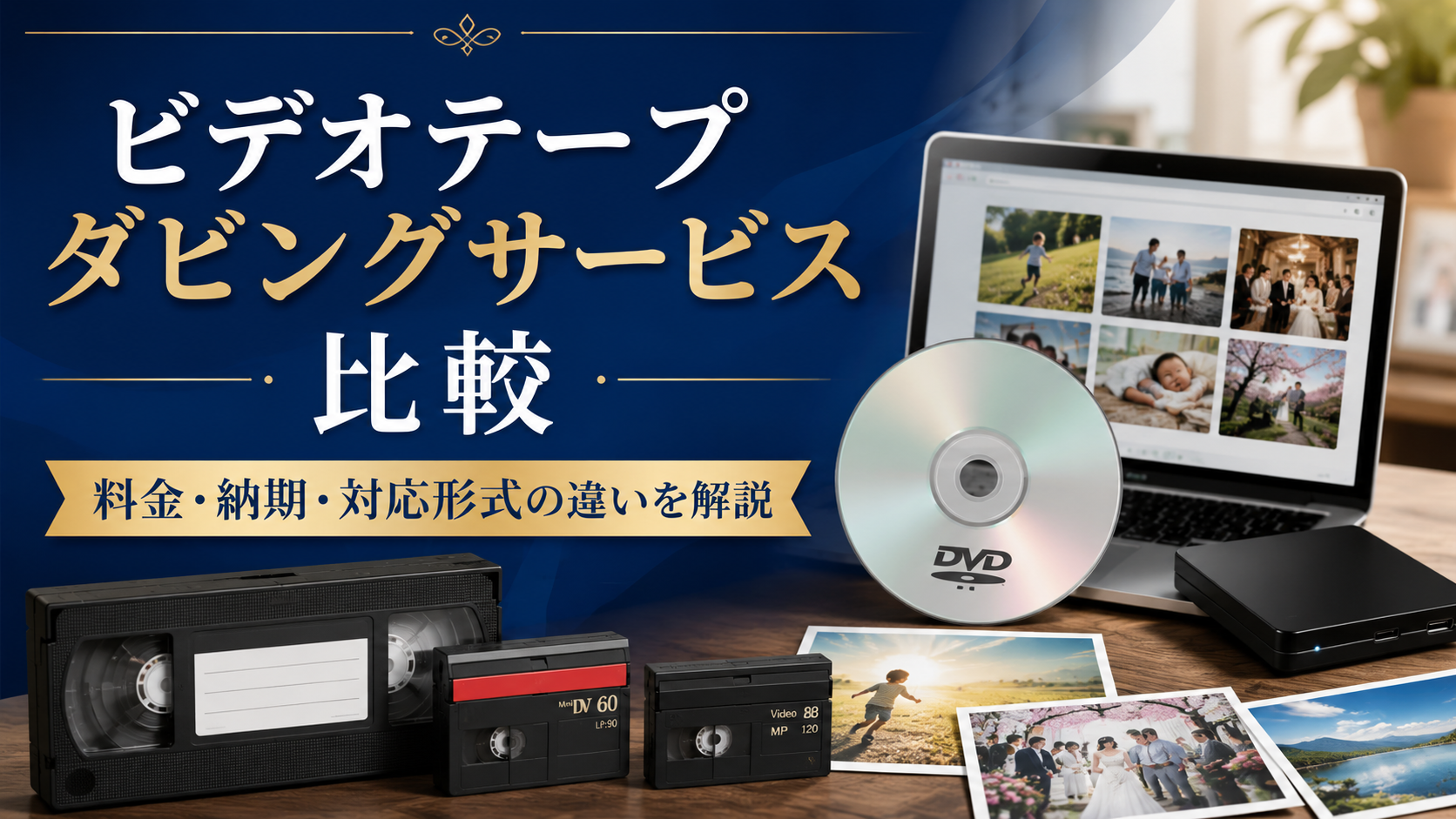 ダビングコピー革命を含むビデオテープダビングサービス比較|料金・納期・対応形式を確認