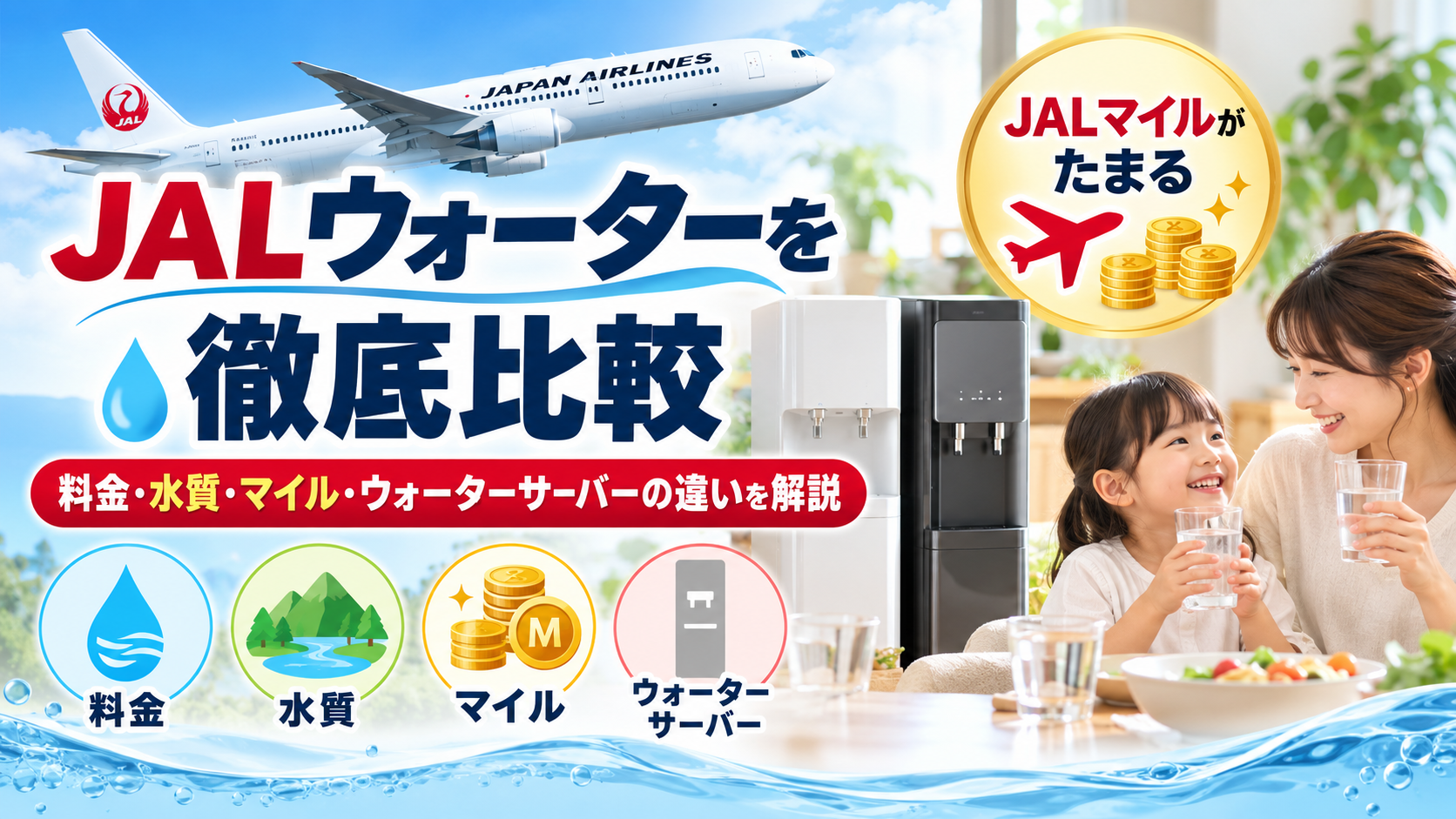 JALウォーターを比較｜料金・水質・マイル・ウォーターサーバーの違いを解説